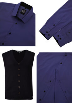 Shirt met vest set van 2 Navy - XL