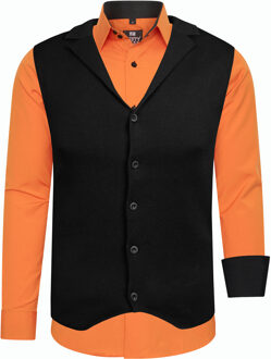 Shirt met vest set van 2 Oranje - 6XL