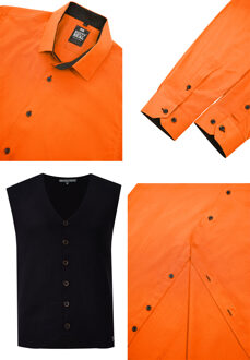 Shirt met vest set van 2 Oranje - 6XL