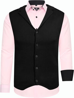 Shirt met vest set van 2 Roze - L