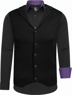 Shirt met vest set van 2 Zwart - 2XL