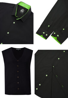 Shirt met vest set van 2 Zwart - 3XL