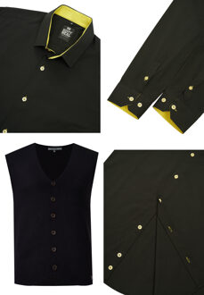 Shirt met vest set van 2 Zwart - 5XL