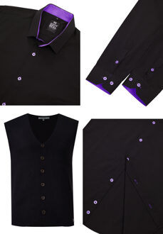 Shirt met vest set van 2 Zwart - L