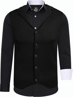 Shirt met vest set van 2 Zwart/wit - 6XL