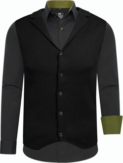 Shirt met vest set van 2 Zwart