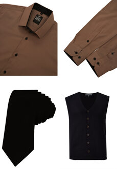 Shirt with vest and tie set of 3 Bruin - 4XL
