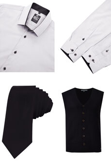 Shirt with vest and tie set of 3 - maat 4XL Grijs