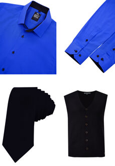 Shirt with vest and tie set of 3 - maat 6XL Blauw