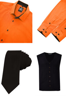 Shirt with vest and tie set of 3 - maat 6XL Oranje