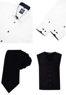 Shirt with vest and tie set of 3 - maat L