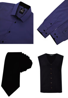 Shirt with vest and tie set of 3 Navy - 5XL