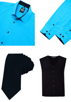 Shirt with vest and tie set of 3 Turquoise - 6XL