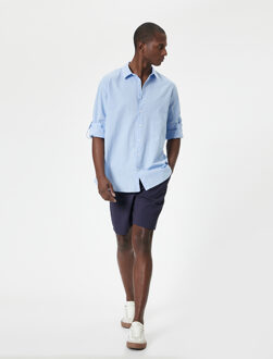 SHIRTS LS Linen Textured Shirt Blauw