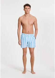 SHIWI Heren zwemshort broad stripe lichtblauw/wit - maat S Veelkleurig