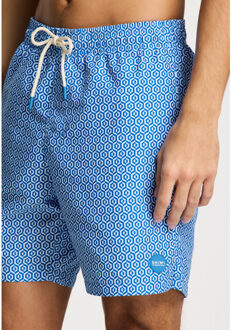 SHIWI Heren zwemshort mike 7" doolhof print blauw/wit Veelkleurig - XL