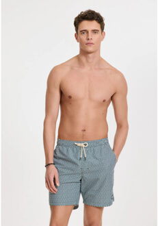 SHIWI Heren zwemshort mike 7" doolhof print groen/wit - maat XL