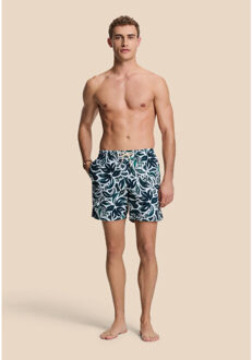 SHIWI Heren zwemshort mike 7" gebloemde print groen/wit - L
