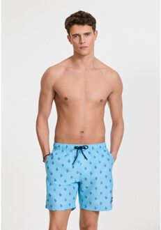SHIWI Heren zwemshort mike 7" koraalprint - maat S Lichtblauw