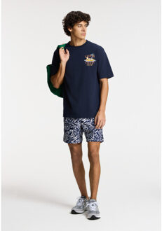 SHIWI Heren zwemshort mike 7" zeester print donkerblauw/wit Veelkleurig - L