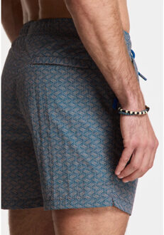 SHIWI Heren zwemshort nate 5" geometrische print oranje/blauw Veelkleurig - M