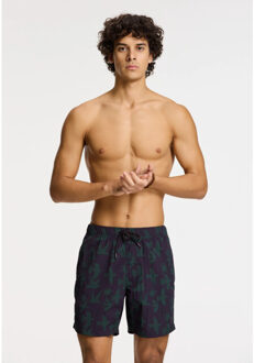 SHIWI Heren zwemshort nick 6" vogel print paars/groen - maat L