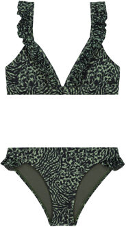 SHIWI Meisjes bikini triangel - Bella - Bos groen mixed animal - Maat 158/164