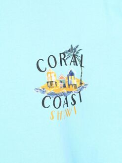 SHIWI T-Shirt Finn Coral Coast Backprint Lichtblauw - L,M,XL
