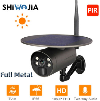 SHIWOJIA Solar Camera Wifi IP Full Metal Outdoor IP66 PIR Video Surveillance Camera Wireless Battery Low Power Two-way Intercom