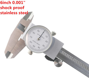 Shock-Proof Roestvrij Stee Dial Schuifmaat 6Inch 0-150Mm/0.02mml Precisie 0.001 "Dial Vernier schuifmaat Plastic Dial Schuifmaat metal duim