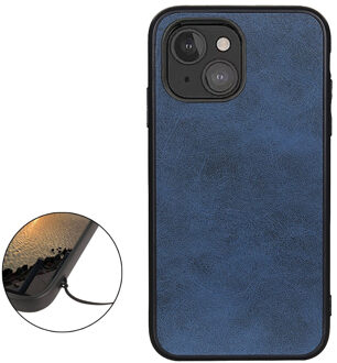 Shockproof Leren back case iPhone 13 Mini blauw