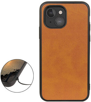 Shockproof Leren back case iPhone 13 Mini bruin