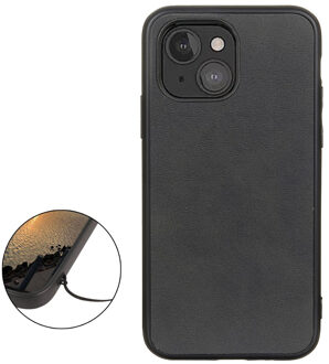 Shockproof Leren back case iPhone 13 Mini zwart