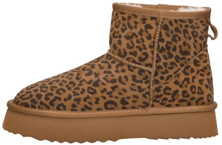 Shoecolate Enkellaarsjes Plat Cognac - 38