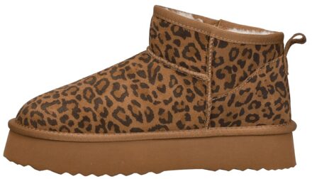 Shoecolate Enkellaarsjes Plat Cognac - 42