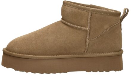 Shoecolate Enkellaarsjes Plat Taupe - 39