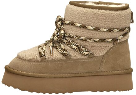 Shoecolate Enkellaarsjes Plat Taupe - 40