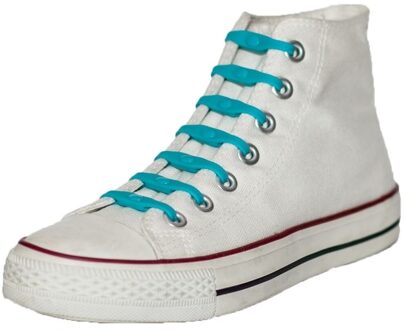 Shoeps 14x Shoeps elastische veters aqua blauw kinderen/volwassene