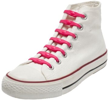 Shoeps 14x Shoeps elastische veters roze voor kinderen/volwassenen