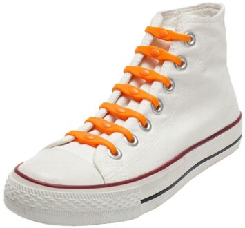 Shoeps 14x Shoeps Hollandse elastische veters oranje - Sneakers/gympen/sportschoenen elastieken veters - Hulp bij veters strikken