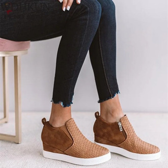 Shoes Woman Sneakers Gold Zipper Platform Trainers Women Shoes Casual Lace-Up Tenis Feminino Zapatos De Mujer Women Sneakers