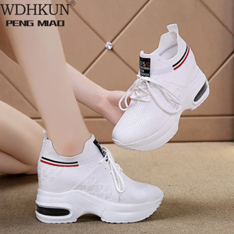 Shoes Womens Sneakers Women's Designer Shoes Tennis Female Woman Fashion Trainers Heels Summer Autumn PU Fabric Retro Lace-Up