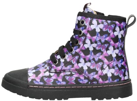 Shoesme Boot Biker Black Pink Butterfly SW21W011-A Zwart-22 maat 22 Paars