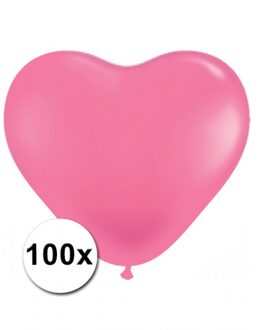 Shoppartners 100 Roze harten ballonnen 15 cm