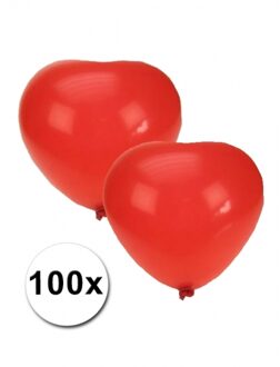 Shoppartners 100x Rode hartjes ballonnen - Ballonnen Rood