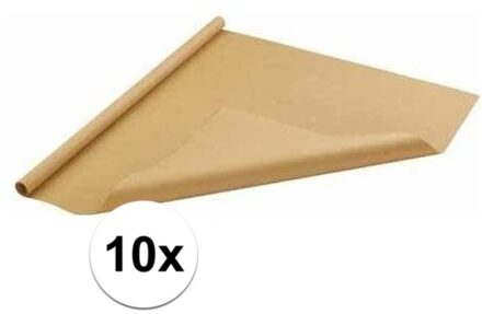 Shoppartners 10x Inpakpapier/cadeaupapier bruin 500 x 70 cm op rol