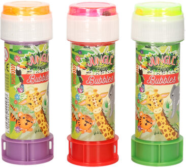 Shoppartners 10x Jungle/safari dieren bellenblaas flesjes met bal spelletje in dop 60 ml voor kinderen