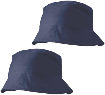Shoppartners 10x stuks vissershoedjes/zonnehoedjes donkerblauw voor volwassenen - Zomerhoeden