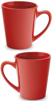 Shoppartners 12x Drinkbeker/mok rood 350 ml - Keramiek - Rode mokken/bekers voor onbijt en lunch