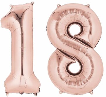 Shoppartners 18 jaar versiering cijfer ballon rose goud Roze